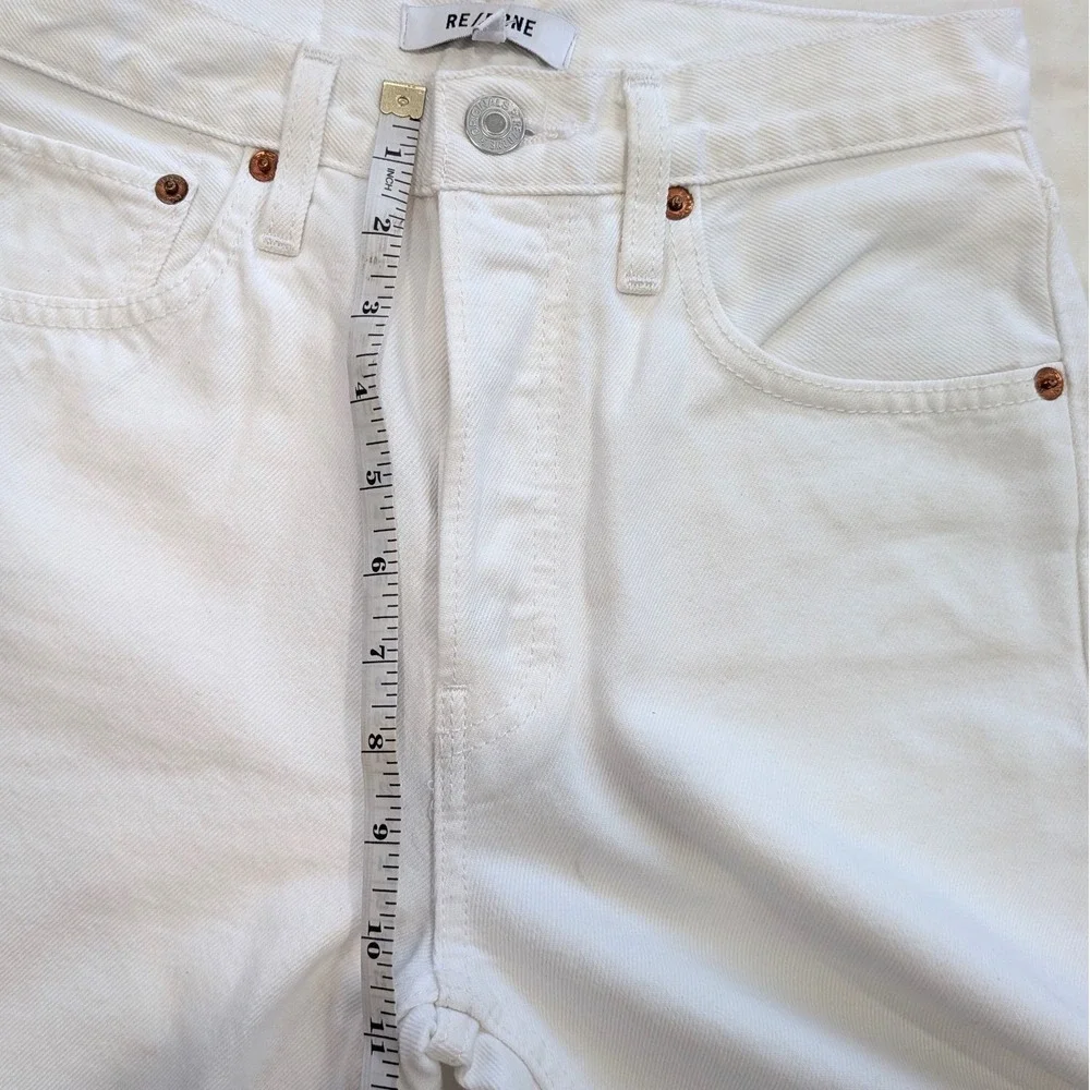 $295 NWT RE/DONE 70s Stove Pipe Jeans White Destroyed Distressed Straight Leg 24